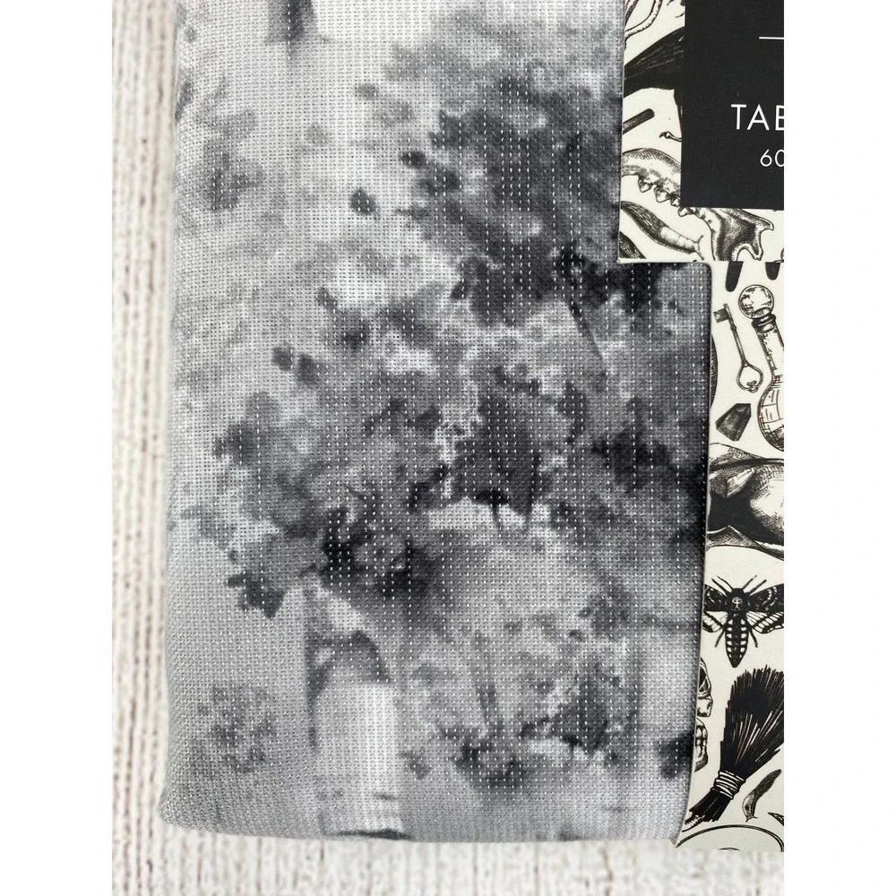 Tahari Home Tablecloth 60x144 Gray Ghost Birch Forest Metallic Oblong Halloween